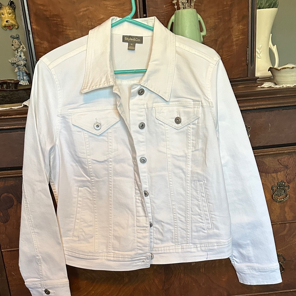 Style & Co. Women's Classic White Jean Jacket
